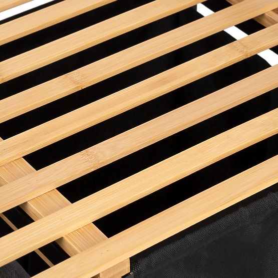 bambusova košara za rublje ili igračke HANOI BLACK 2 pretinca DUO BOJA