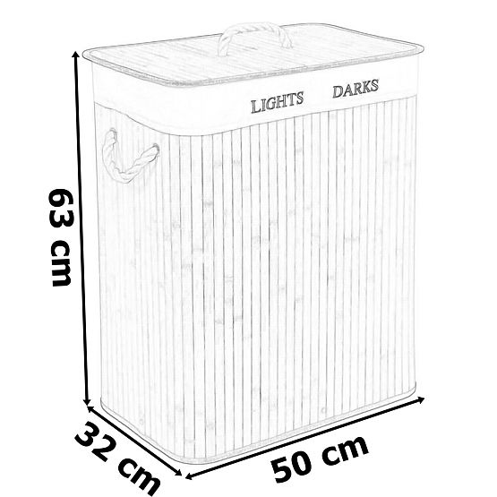 Bambusova košara za rublje s 2 pretinca crna FSC