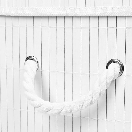 Bambusova košara za rublje s poklopcem 100L bijela