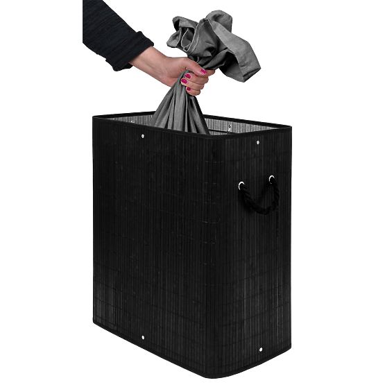 Bambusova košara za rublje s poklopcem 100L crna