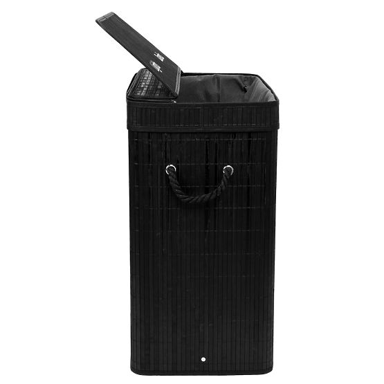Bambusova košara za rublje s poklopcem 100L crna