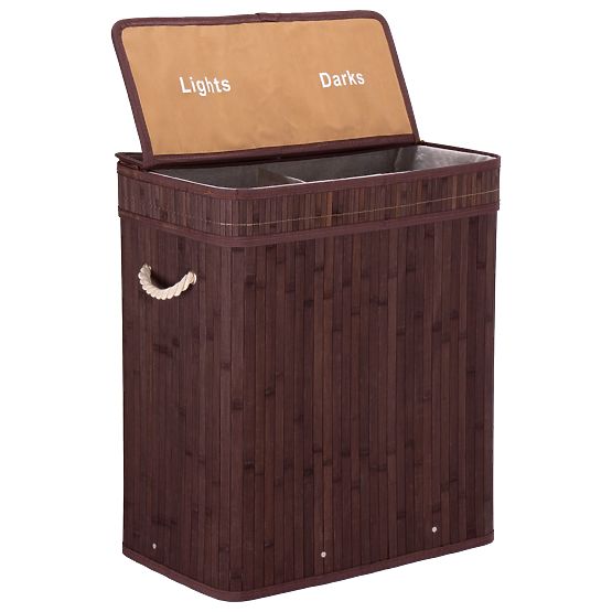 Bambusova košara za rublje s poklopcem 100L wenge