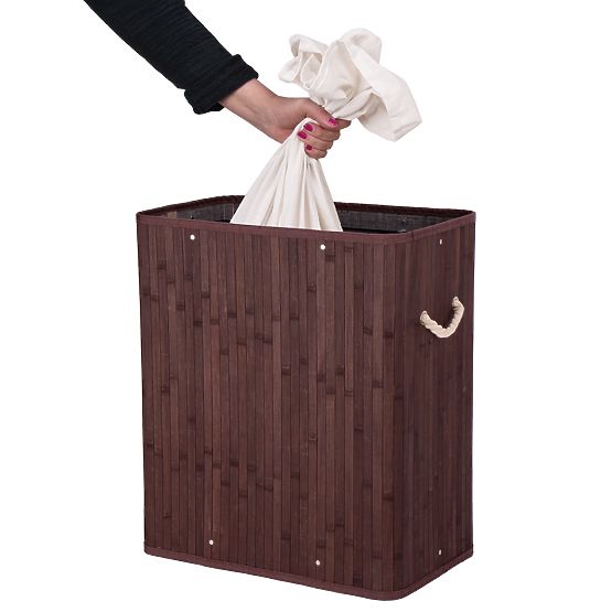 Bambusova košara za rublje s poklopcem 100L wenge