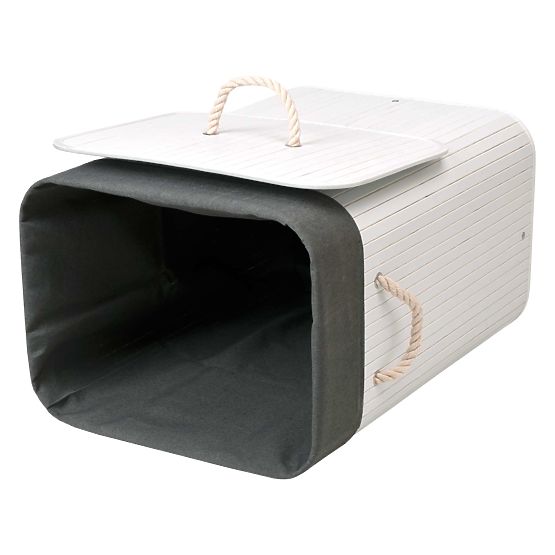 Bambusova košara za rublje s poklopcem 80L bijelo-siva