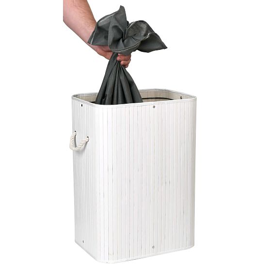 Bambusova košara za rublje s poklopcem 80L bijelo-siva