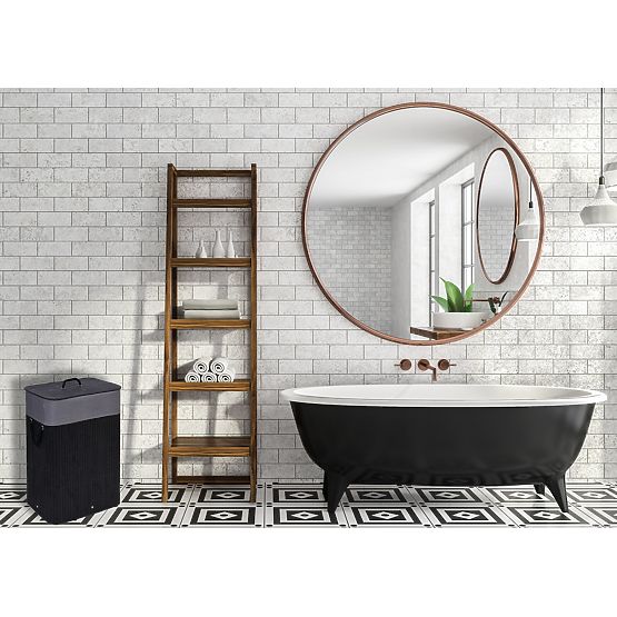 Bambusova košara za rublje s poklopcem 80L crno-siva