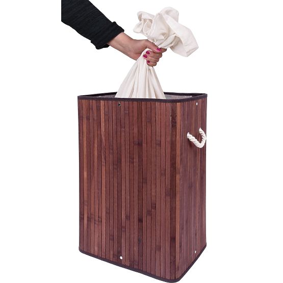 Bambusova košara za rublje s poklopcem SOREN 80L wenge