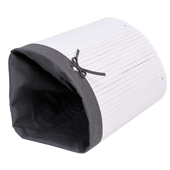 Bambusova kutna košara za rublje s poklopcem bijelo-siva