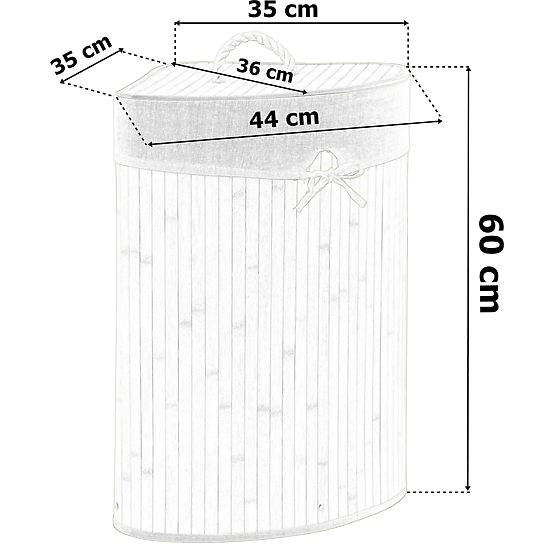 Bambusova kutna košara za rublje s poklopcem natural 60L