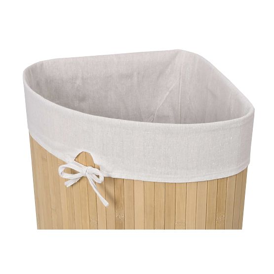 Bambusova kutna košara za rublje s poklopcem natural 60L