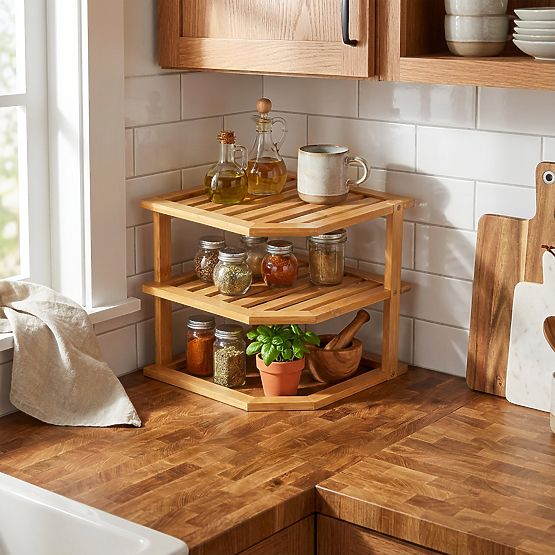 Bambusova kutna kuhinjska polica DEDAL