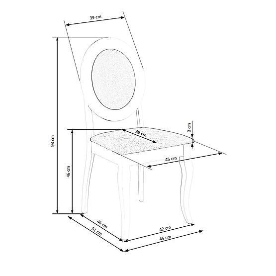 BAROCK stolica bijela / siva (1p=2kom)