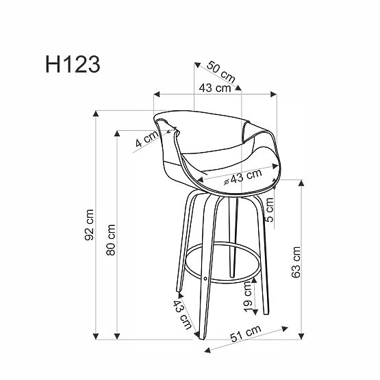 Barska stolica H123 crna / orah (1p=1ks)
