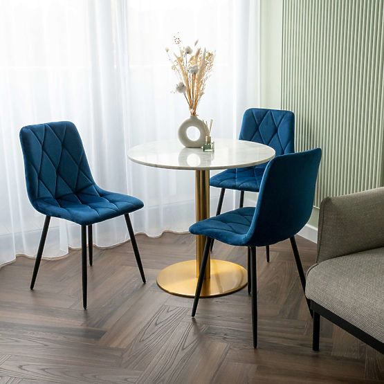 Baršunasta tapecirana stolica Madison plava Velvet