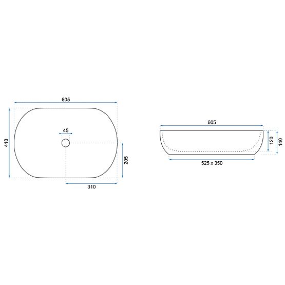 Bezvremenski umivaonik Rea CLEO 61 Black edge