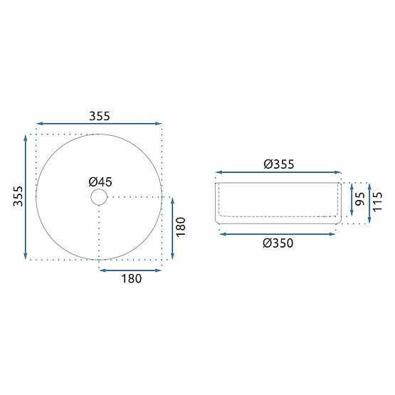 Bezvremenski umivaonik Rea Cristal 35 Black