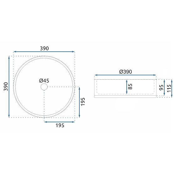 Bezvremenski umivaonik Rea Cristal Grey 39