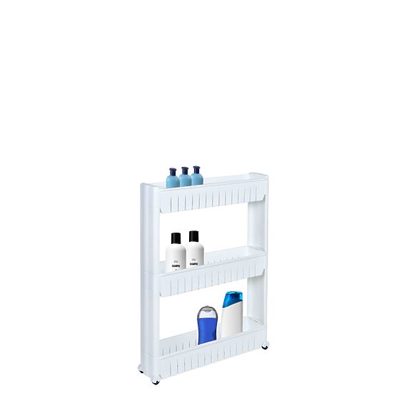 Bijele kupaonske police na kotačićima 3 razine Leira