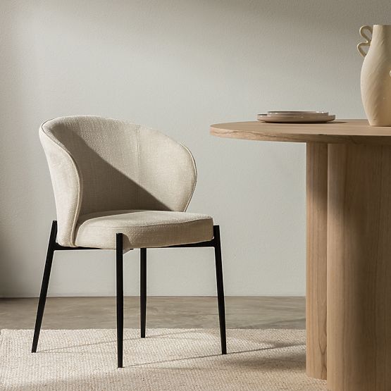 Blagovaonska stolica Avery svijetlo bež/crne noge