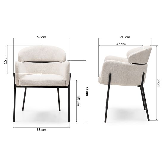 Blagovaonska stolica Granda, ecru/crne noge