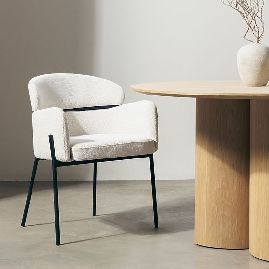 Blagovaonska stolica Granda, ecru/crne noge