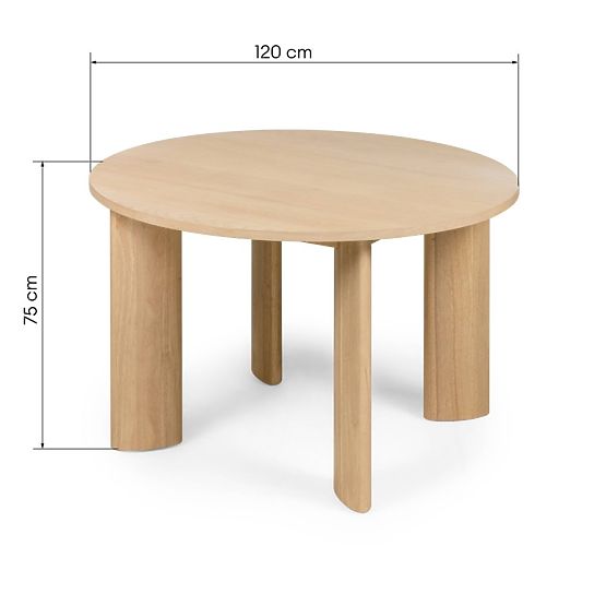 Blagovaonski stol Bali 120 cm, okrugli, kremasto bijeli