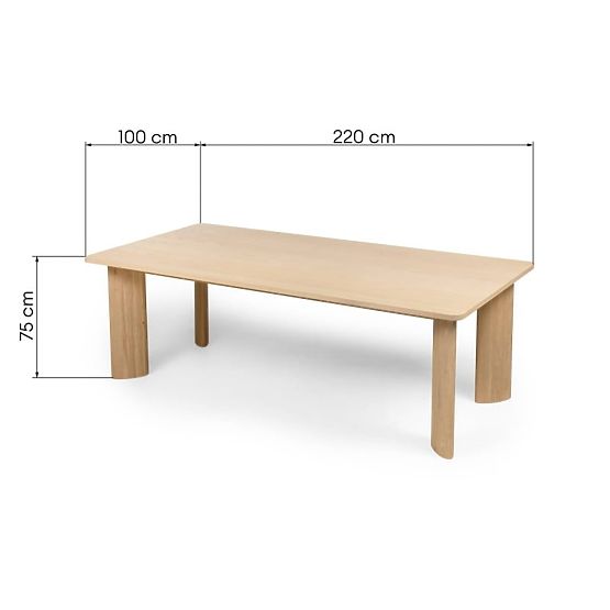 Blagovaonski stol Bali 220 cm, kremasto bijeli