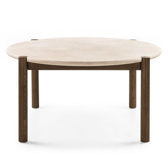 Blagovaonski stol Bruna, 150 cm, okrugli, hrast mocha/mramor cream