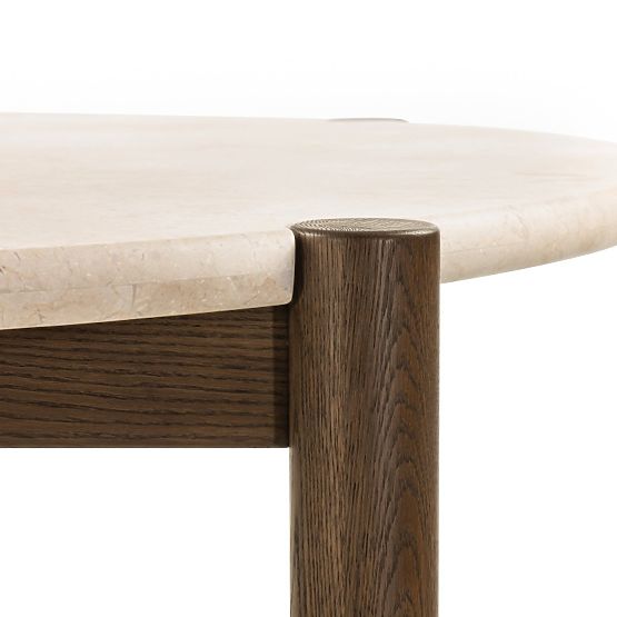 Blagovaonski stol Bruna, 150 cm, okrugli, hrast mocha/mramor cream