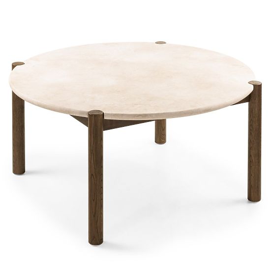Blagovaonski stol Bruna, 150 cm, okrugli, hrast mocha/mramor cream
