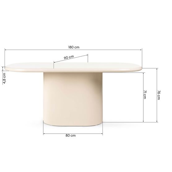 Blagovaonski stol Modesto 180 cm, svijetlo bež, sjajni