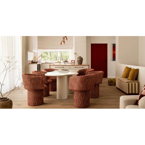 Blagovaonski stol Pinar 180 cm, sivo-bež, zaobljeni oblici