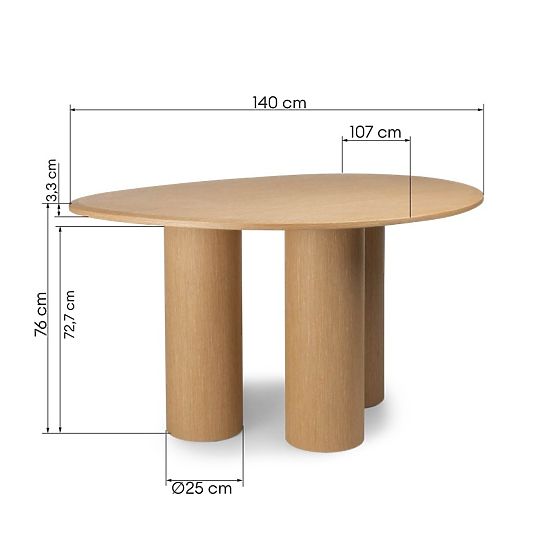 Blagovaonski stol Vesper 140 cm, prirodni hrast
