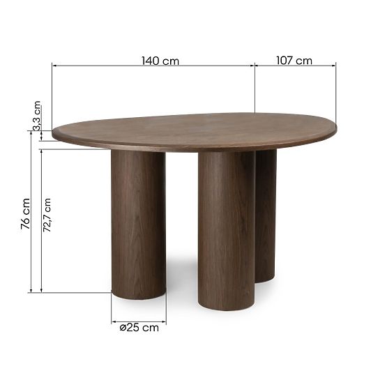 Blagovaonski stol Vesper 140 cm, tamni orah