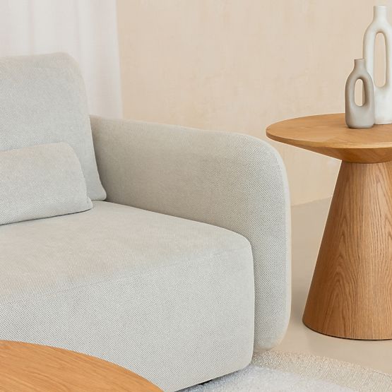 Bočni stolić Abisko, 60 cm, okrugli, prirodni hrastov furnir