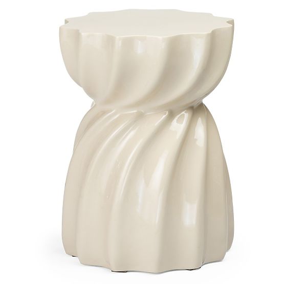 Bočni stolić Bloom 35 cm, bež, sjajni