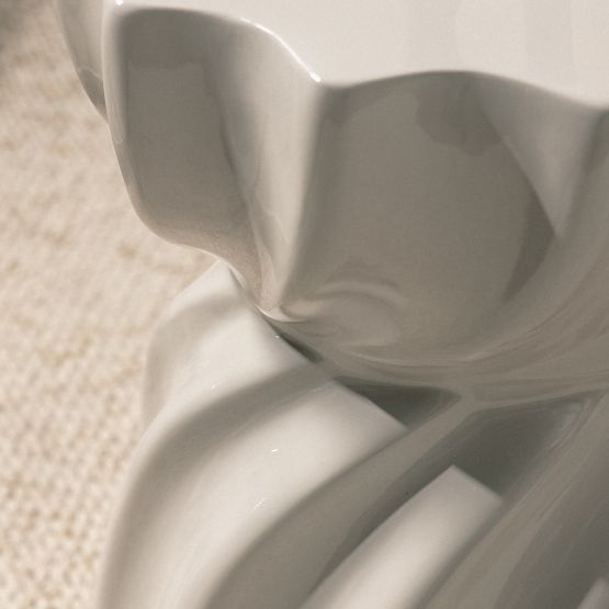 Bočni stolić Bloom 35 cm, sivo-bež, sjajni