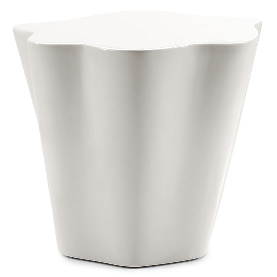 Bočni stolić Bow 49 cm, sivo-bež, sjajni, zaobljeni oblici