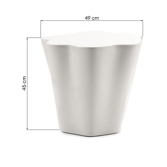 Bočni stolić Bow 49 cm, sivo-bež, sjajni, zaobljeni oblici