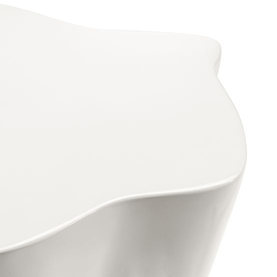 Bočni stolić Bow 49 cm, sivo-bež, sjajni, zaobljeni oblici