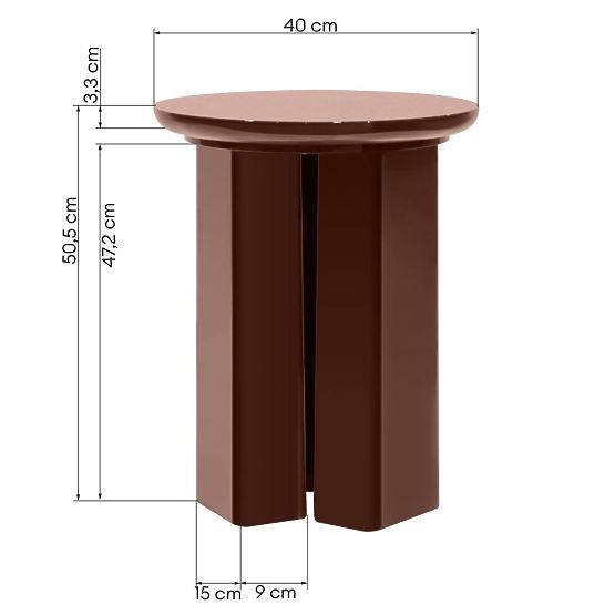Bočni stolić Brie 40 cm, bordo/smeđi, sjajni