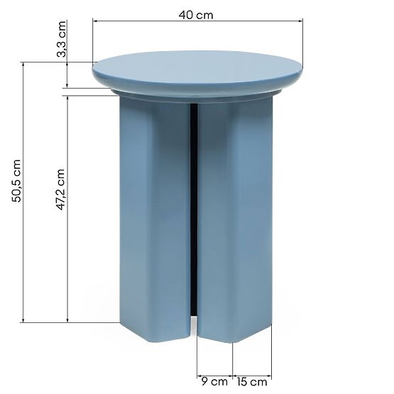 Bočni stolić Brie 40 cm, prigušena plava, sjajni