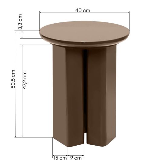 Bočni stolić Brie 40 cm, svijetlosmeđi, mocha, sjajni