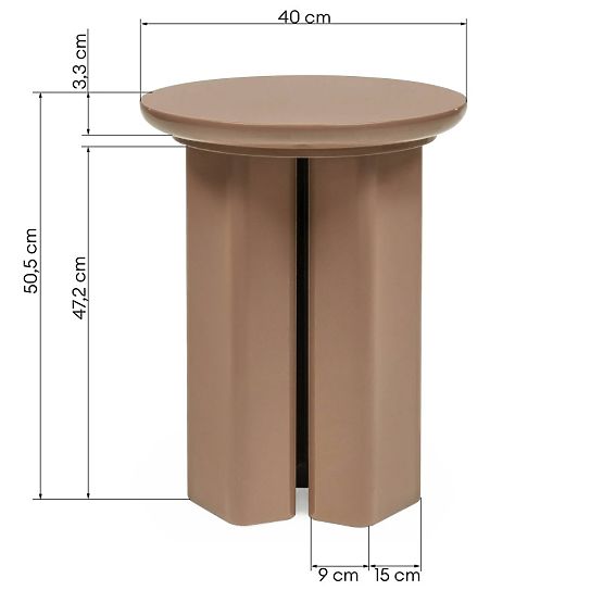 Bočni stolić Brie 40 cm, svijetlosmeđi, mocha, sjajni