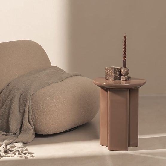 Bočni stolić Brie 40 cm, svijetlosmeđi, mocha, sjajni
