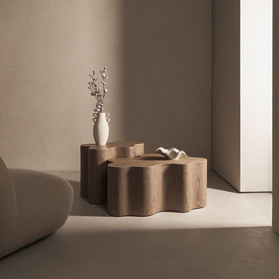 Bočni stolić Cosmo 66 cm, orah, zaobljeni oblici