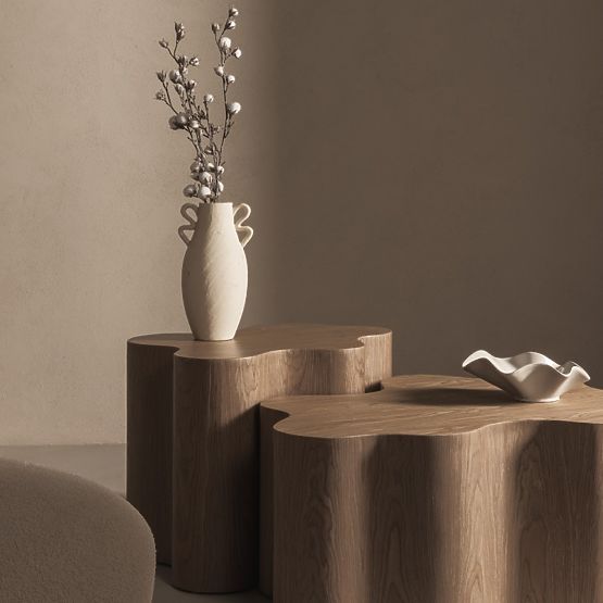 Bočni stolić Cosmo 66 cm, orah, zaobljeni oblici