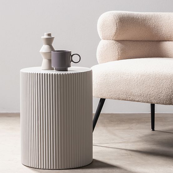 Bočni stolić Ermanno, 35 cm, sivo-bež, s utorima