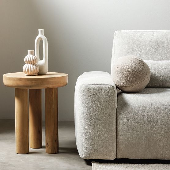 Bočni stolić Limali 50 cm, okrugli, mango drvo, obli oblici