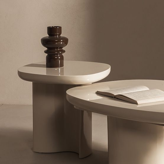 Bočni stolić Puro 50 cm, svijetlo bež, sjajni